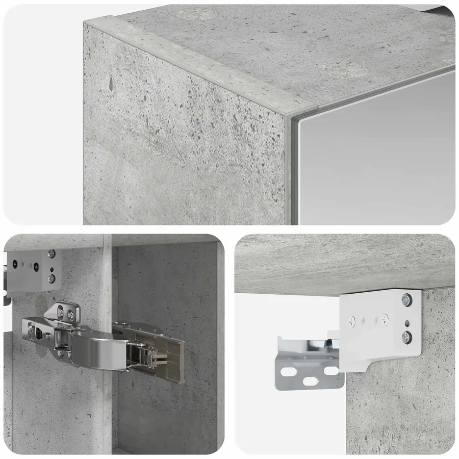 Armoire Miroir de Salle de Bain Gris béton 60 x 14.5 x 70 cm - 10