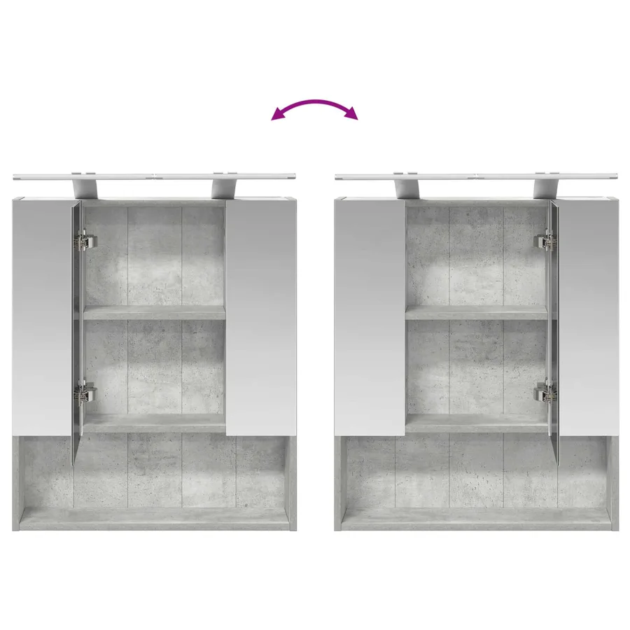 Armoire Miroir de Salle de Bain Gris béton 60 x 14.5 x 70 cm - 12