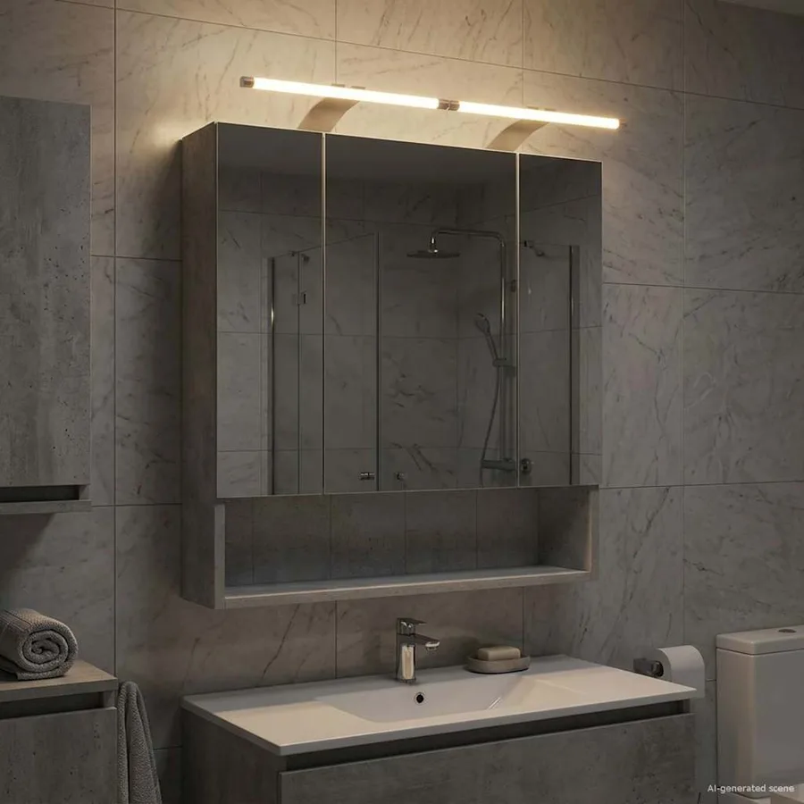 Armoire Miroir de Salle de Bain Gris béton 60 x 14.5 x 70 cm - 4