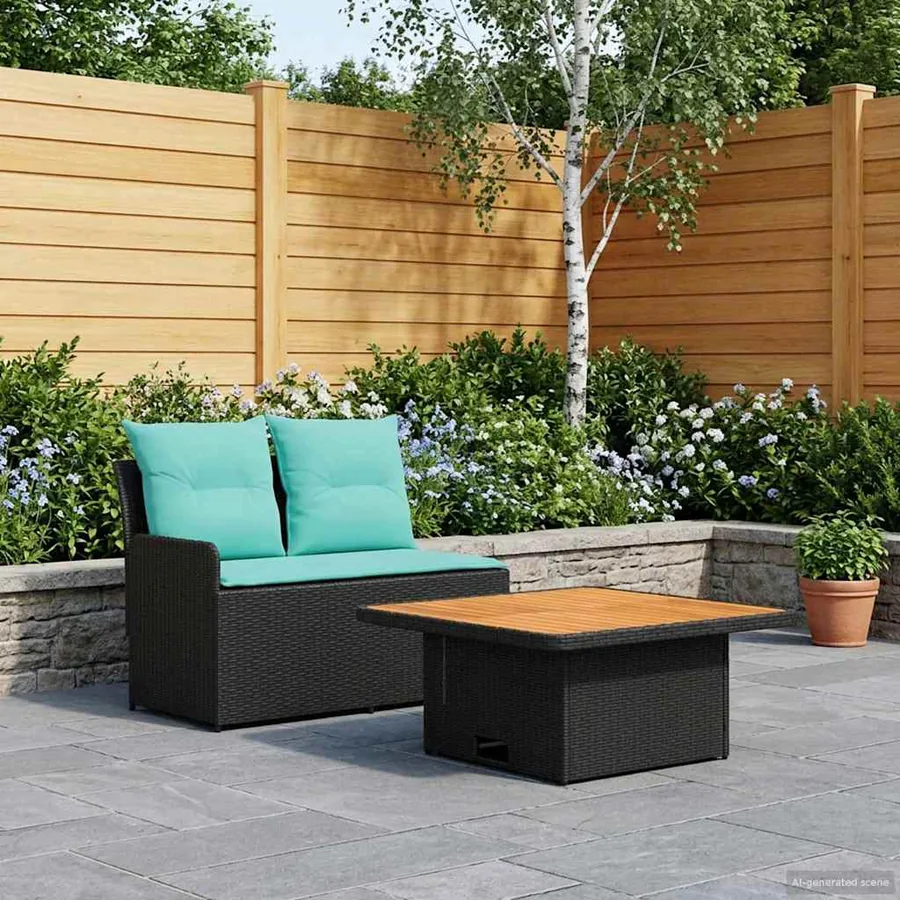 Canapé de jardin avec accoudoirs et table relevable 2 Pièce