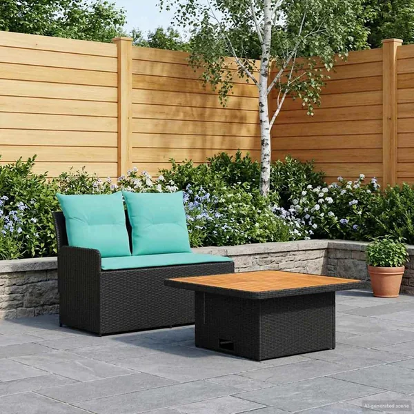 Canapé de jardin avec accoudoirs et table relevable 2 Pièce