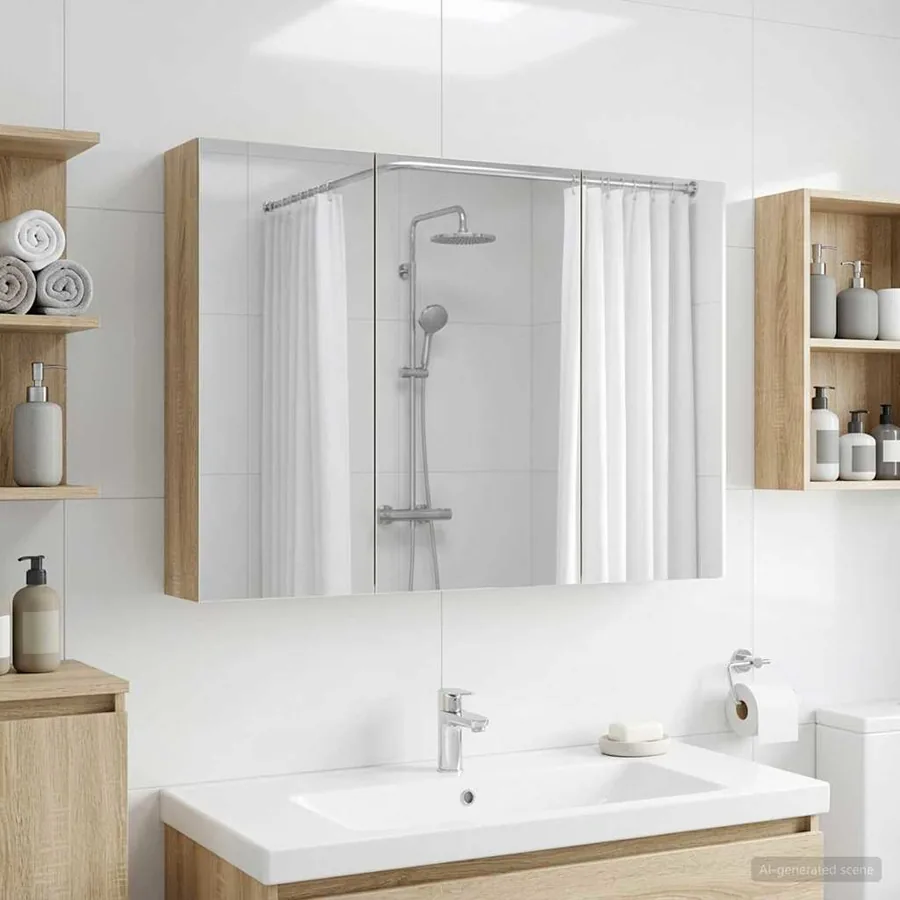 Armoire Miroir de Salle de Bain Chêne Sonoma 100 x 14,5 x 70 cm