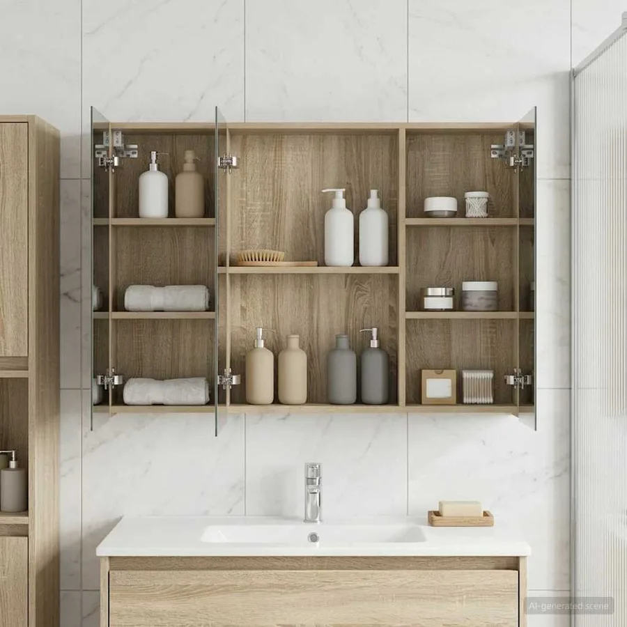 Armoire Miroir de Salle de Bain Chêne Sonoma 100 x 14,5 x 70 cm - 4