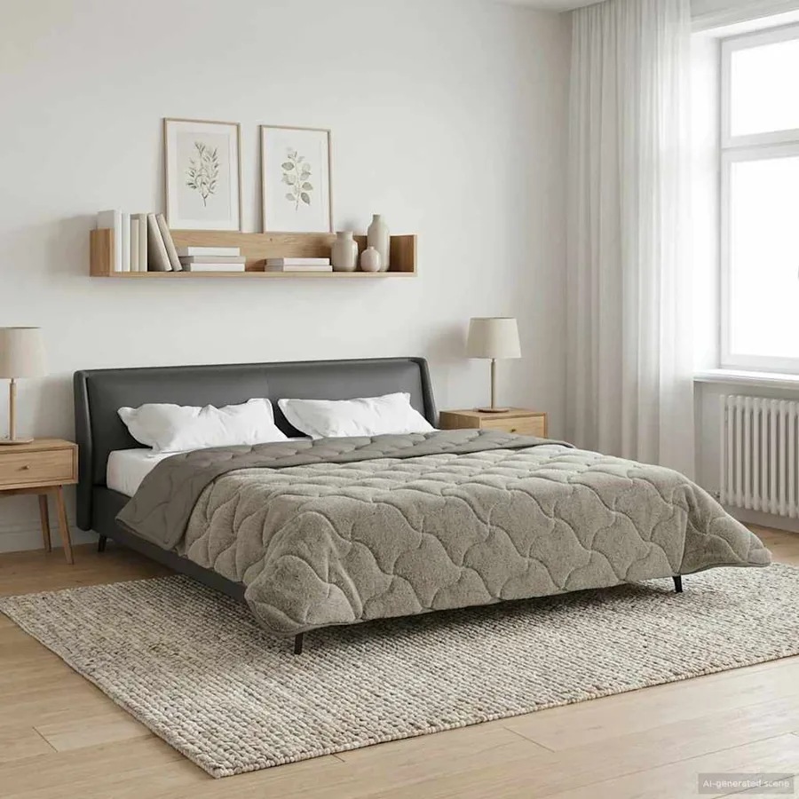 Duvet d'hiver Matelassé Gris clair 220 x 240 cm - 4