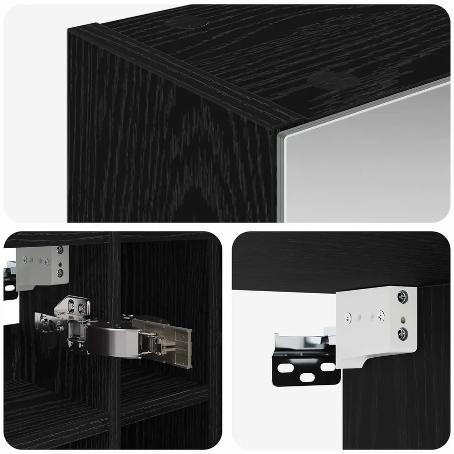 Armoire Miroir de Salle de Bain Chêne noir 60 x 14,5 x 50 cm - 9