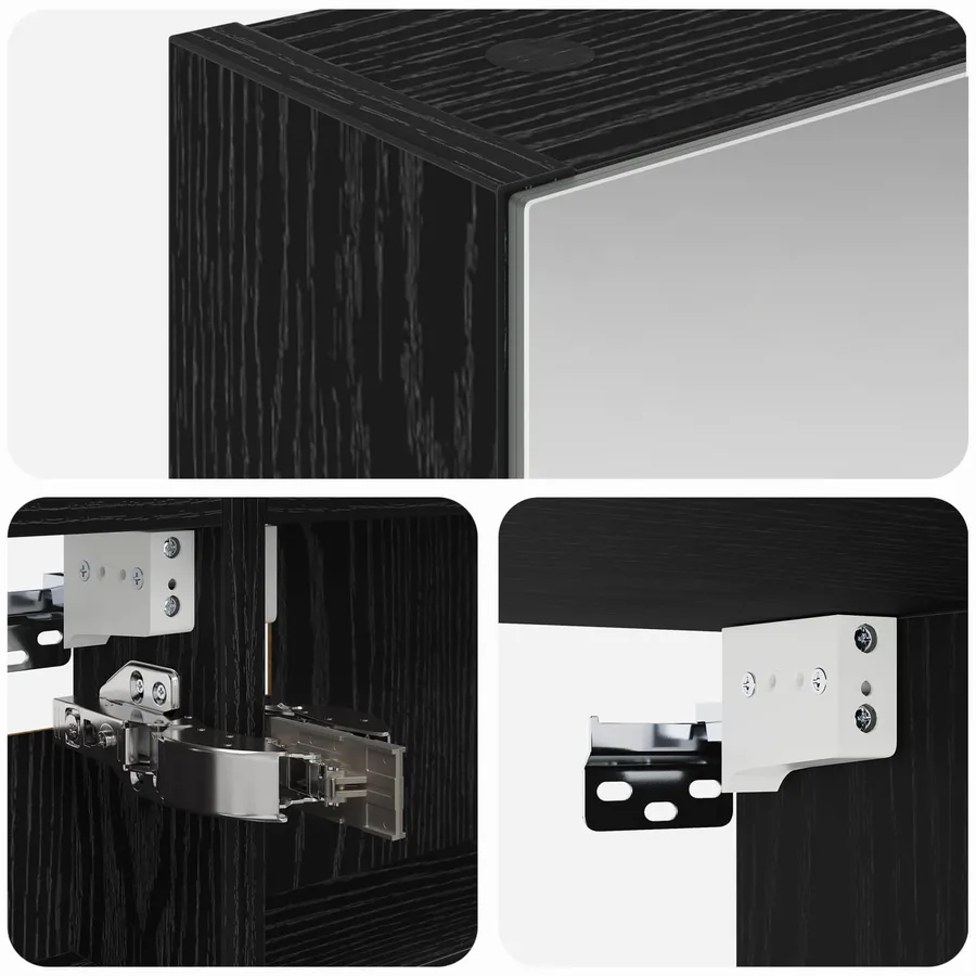 Armoire Miroir de Salle de Bain Chêne noir 40 x 10,5 x 60,5 cm - 8