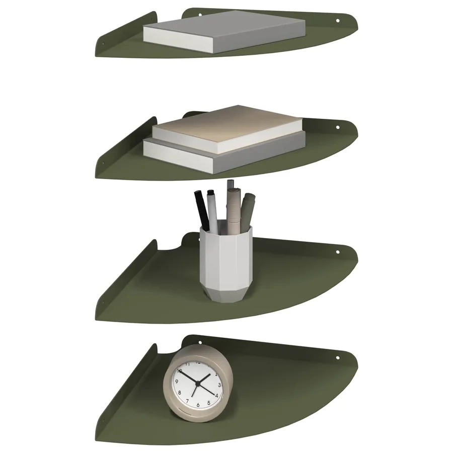 Étagère flottante avec étagère 4 pcs Vert olive 30 x 30 x 2 cm - 3
