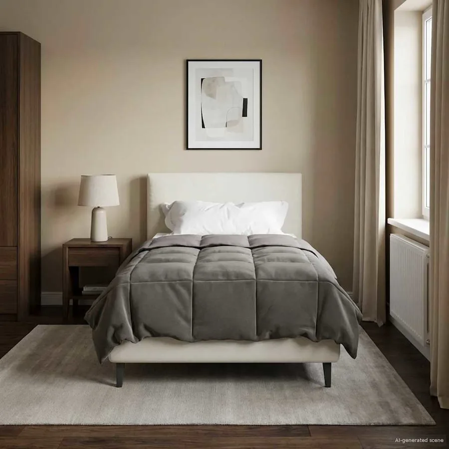 Duvet d'été simple Matelassé Gris clair 135 x 200 cm Microfibre