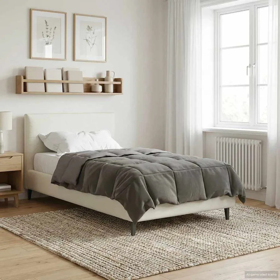 Duvet d'été simple Matelassé Gris clair 135 x 200 cm Microfibre - 4