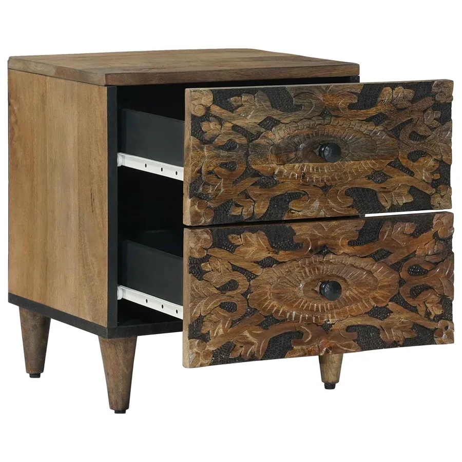 Cabinet de chevet avec tiroir Marron 40 x 33,5 x 46 cm - 2