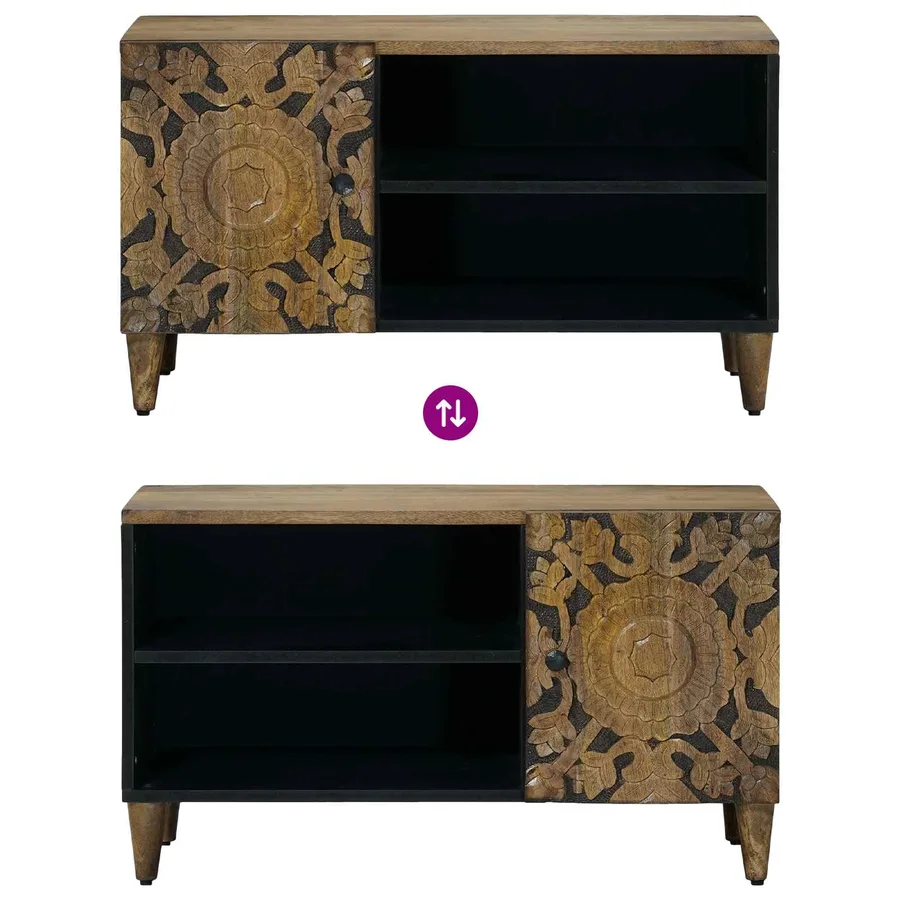 Meuble TV Marron 80 x 31,5 x 46 cm Bois de mangue massif - 10