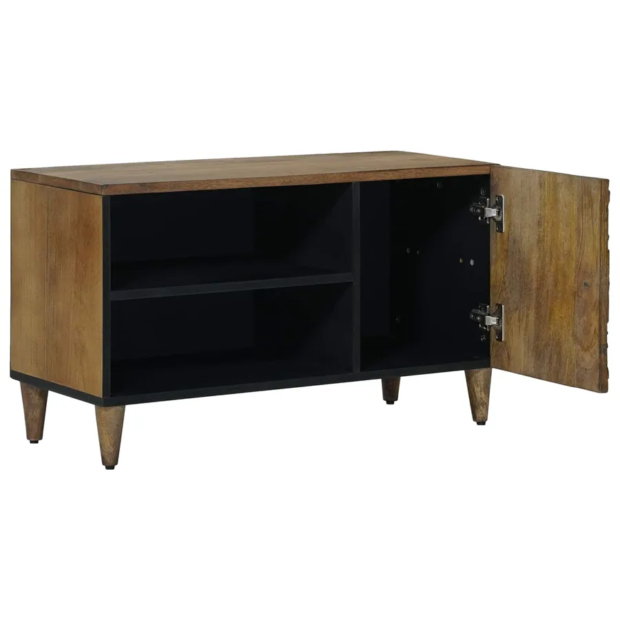 Meuble TV Marron 80 x 31,5 x 46 cm Bois de mangue massif - 2