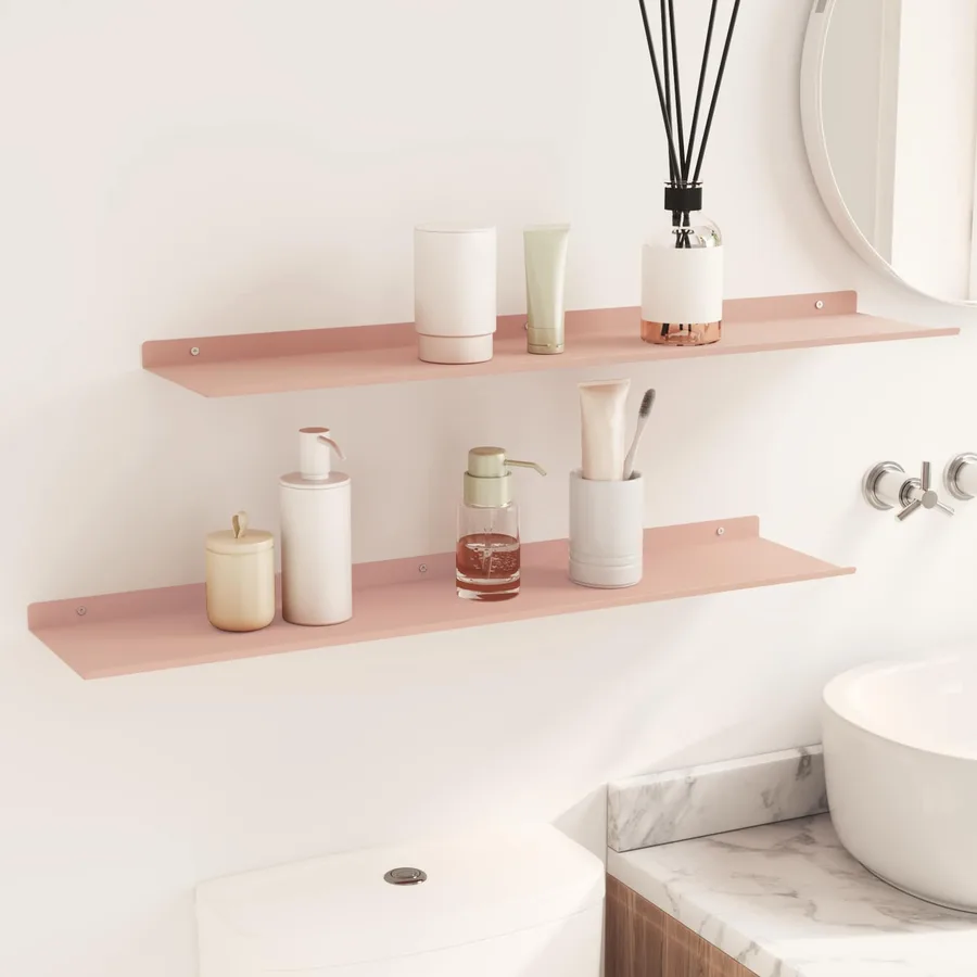 Étagère flottante 2 pcs Rose 80 x 18 x 2,5 cm Acier - 4