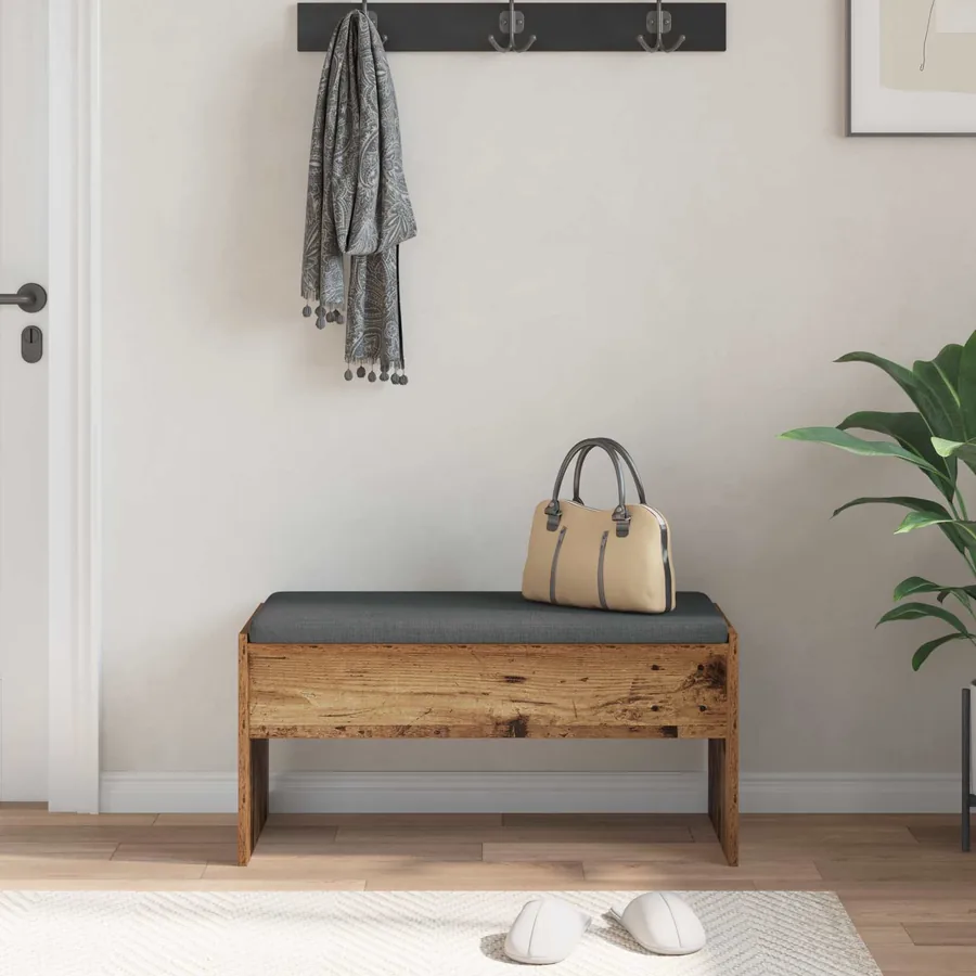 Banc d'entrée avec coussin Bois ancien 83 x 38 x 40 cm - 4
