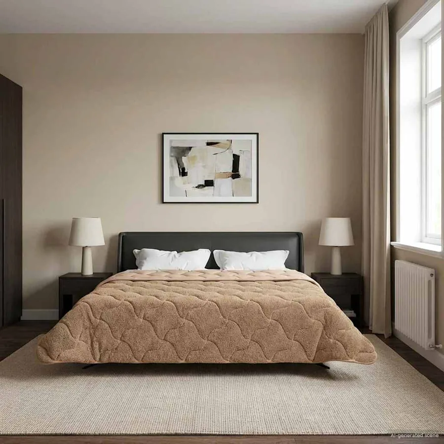 Duvet d'hiver Taupe 200 x 220 cm Microfibre et polaire Teddy