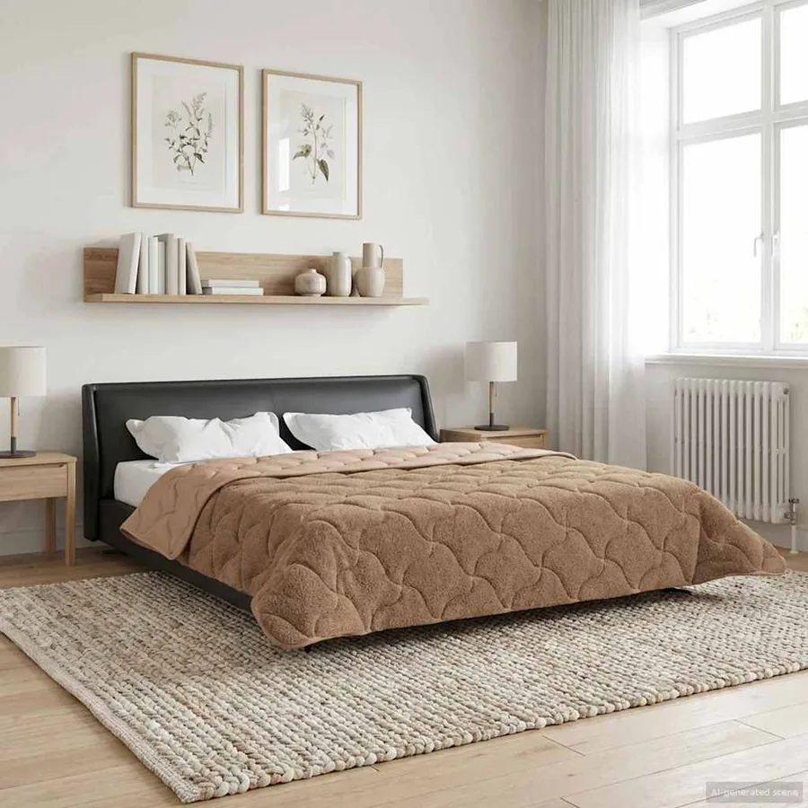 Duvet d'hiver Taupe 200 x 220 cm Microfibre et polaire Teddy - 4