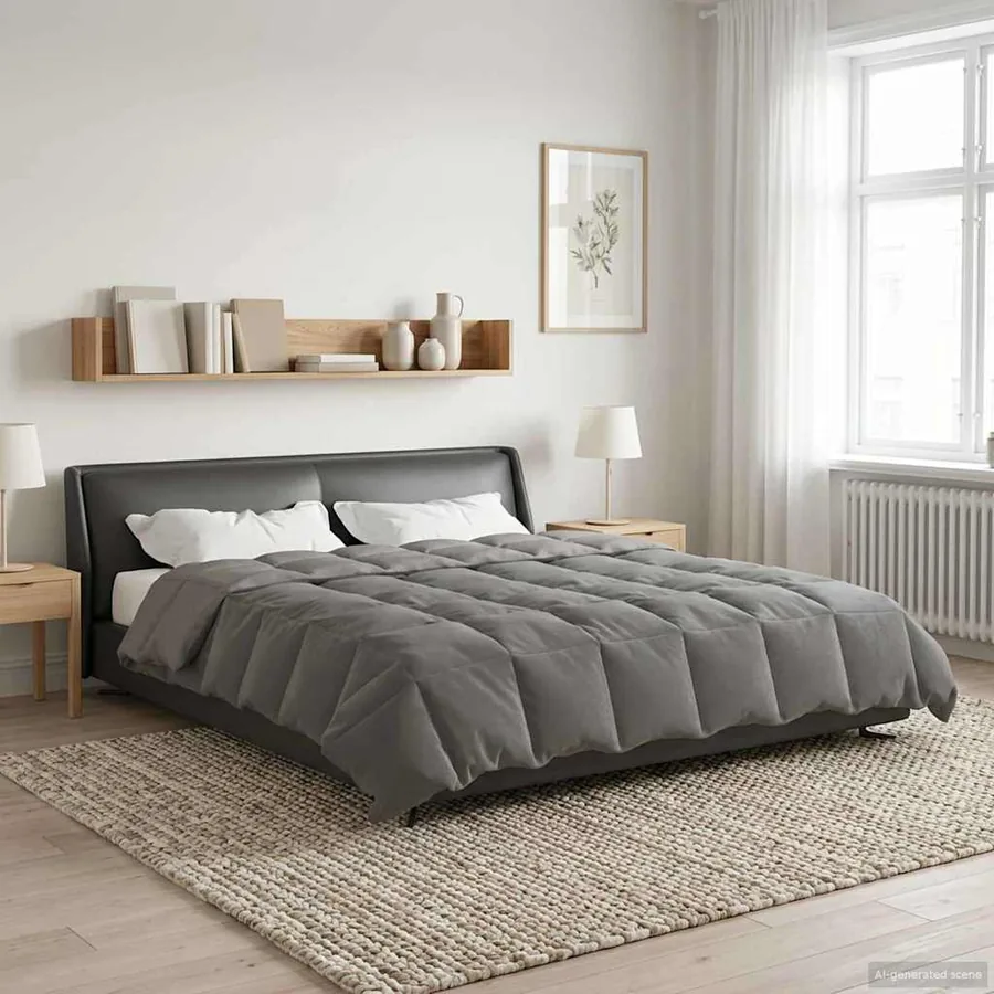 Duvet d'été simple Matelassé Gris clair 200 x 200 cm Microfibre - 4