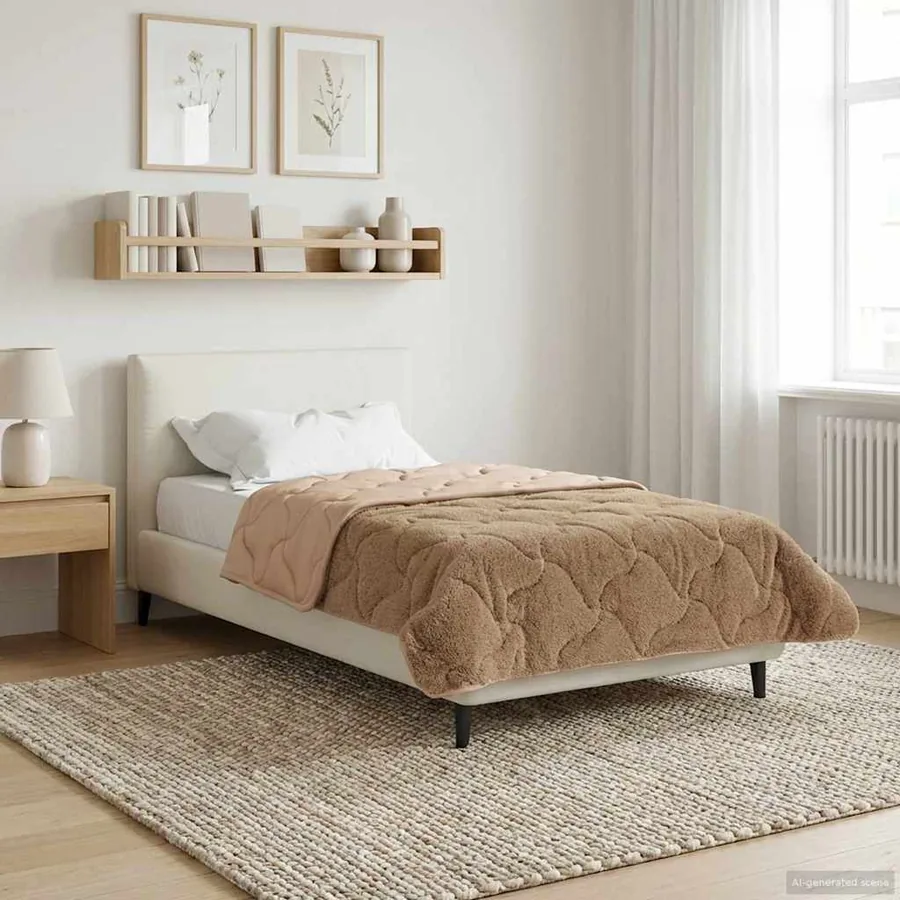 Duvet d'hiver Taupe 140 x 220 cm Microfibre et polaire Teddy