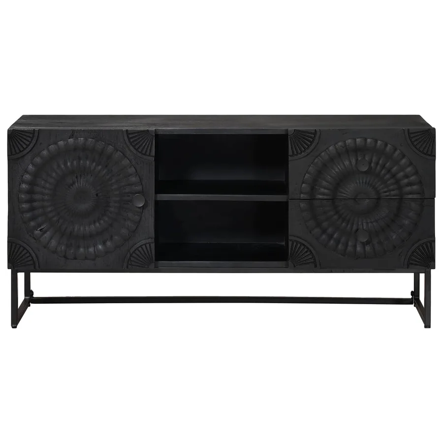 Meuble TV avec tiroir avec étagère Noir 105 x 30 x 54 cm - 5