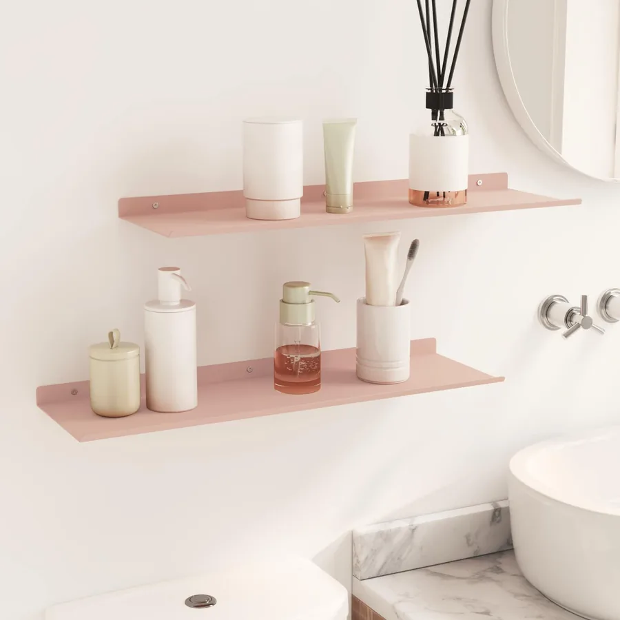Étagère flottante 2 pcs Rose 60 x 18 x 2,5 cm Acier - 4