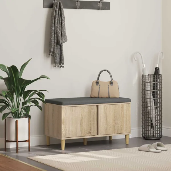 Banc d'entrée avec coussin Chêne Sonoma 80 x 38 x 46 cm