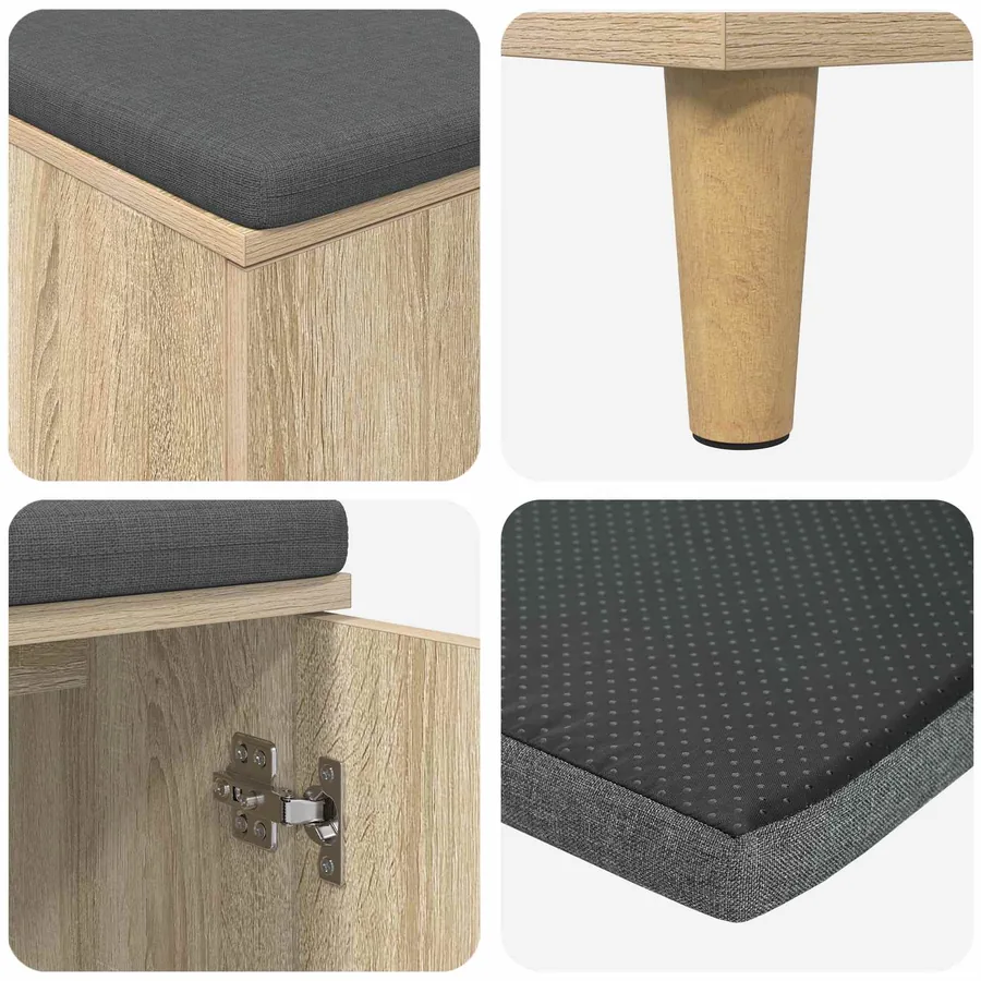 Banc d'entrée avec coussin Chêne Sonoma 80 x 38 x 46 cm - 9