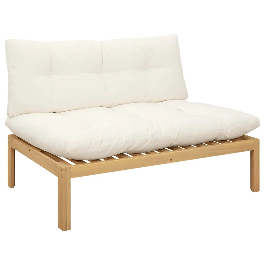 Unité de canapé du milieu Acacia Clair et Blanc Crème - 2