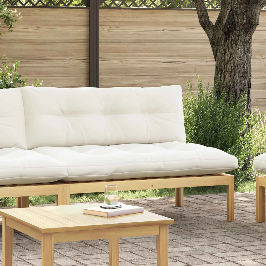 Unité de canapé du milieu Acacia Clair et Blanc Crème - 3