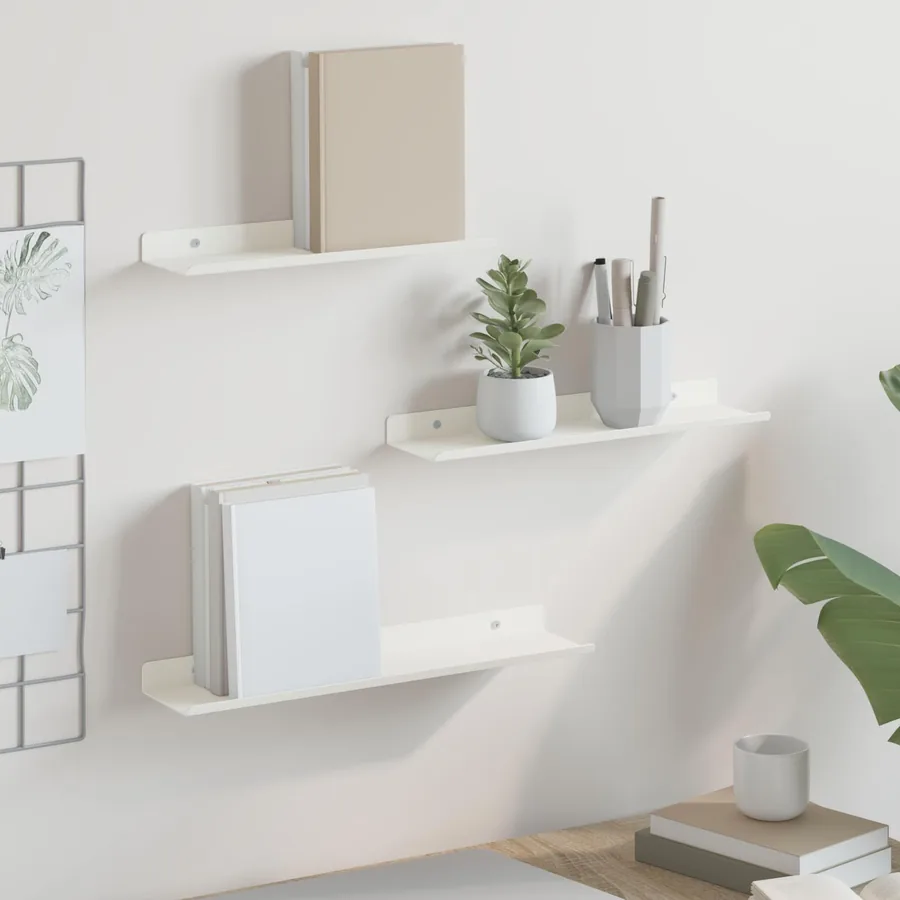 Étagère flottante 3 pcs Blanc 40 x 9 x 2,5 cm Acier