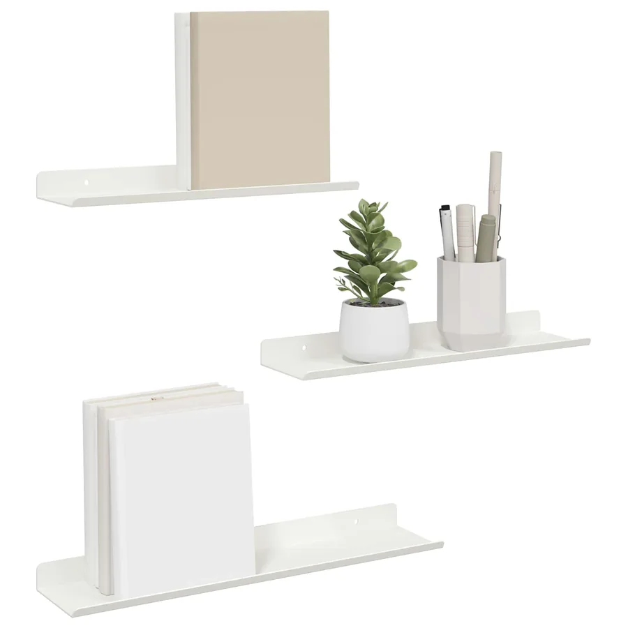 Étagère flottante 3 pcs Blanc 40 x 9 x 2,5 cm Acier - 3