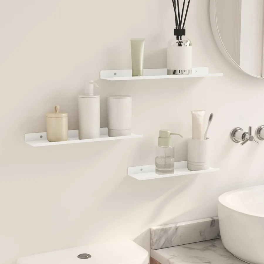 Étagère flottante 3 pcs Blanc 40 x 9 x 2,5 cm Acier - 4