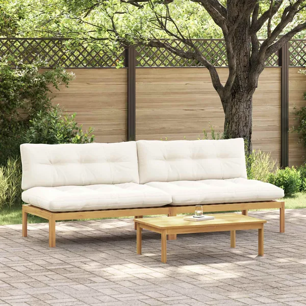 Unité de canapé du milieu Acacia Clair et Blanc Crème