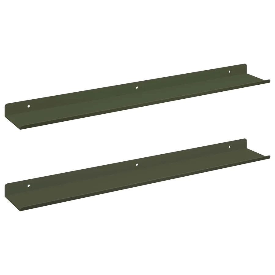 Étagère flottante 2 pcs Vert olive 60 x 8,5 x 2,5 cm Acier - 2