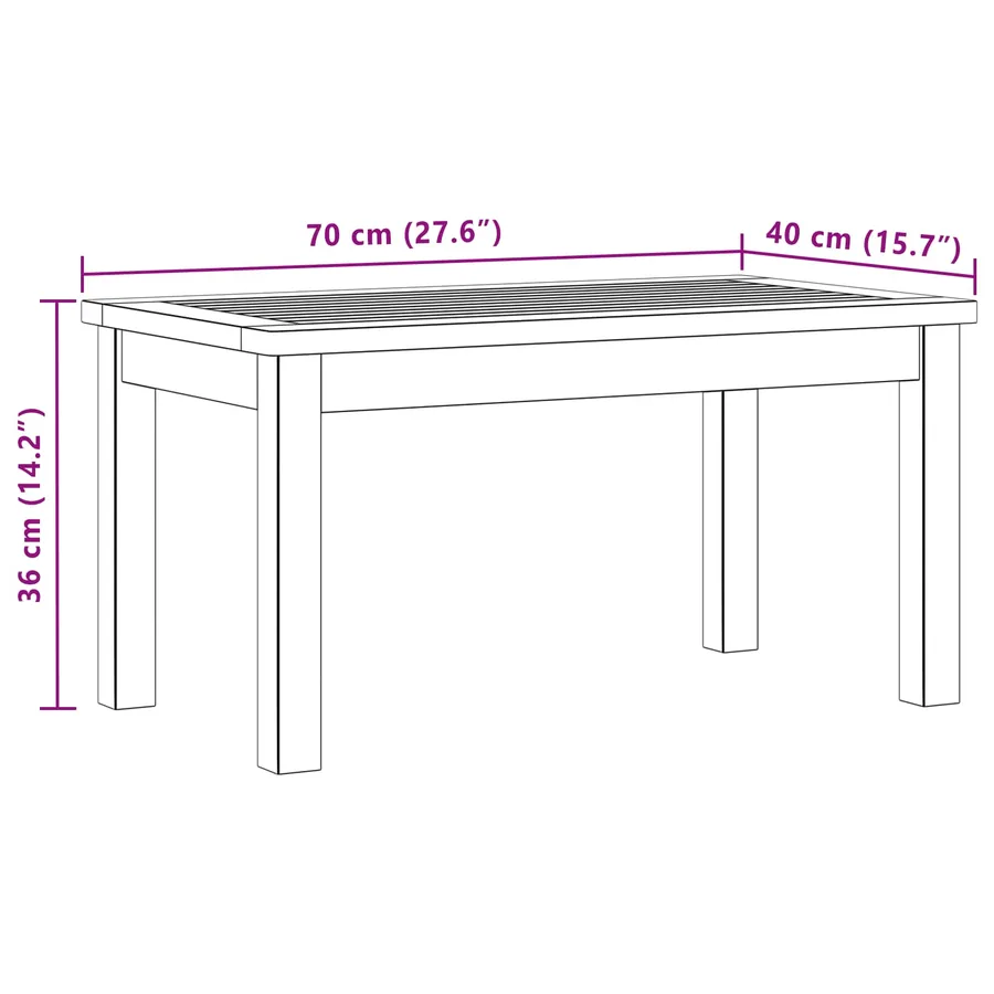 Table basse Acacia clair 70 x 40 x 36 cm Bois d'Acacia Massif - 7
