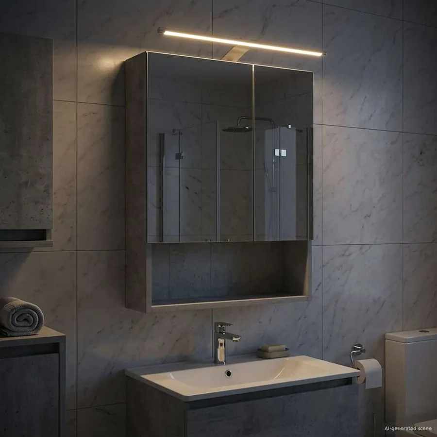 Armoire Miroir de Salle de Bain Gris béton 50 x 14,5 x 70 cm