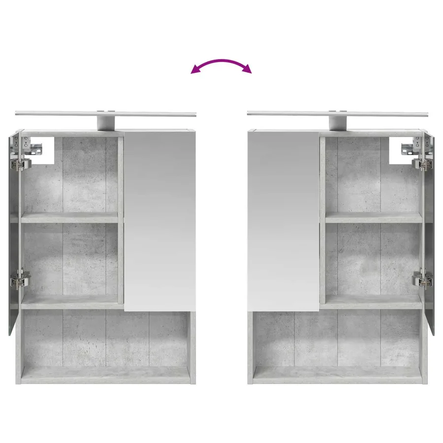 Armoire Miroir de Salle de Bain Gris béton 50 x 14,5 x 70 cm - 12