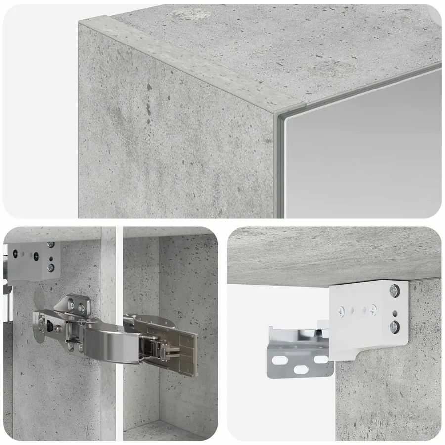 Armoire Miroir de Salle de Bain Gris béton 50 x 14,5 x 70 cm - 8