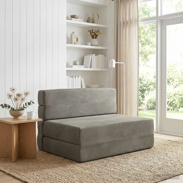 Canapé-lit pliable Gris clair 70 x 80 x 60 cm Tissu