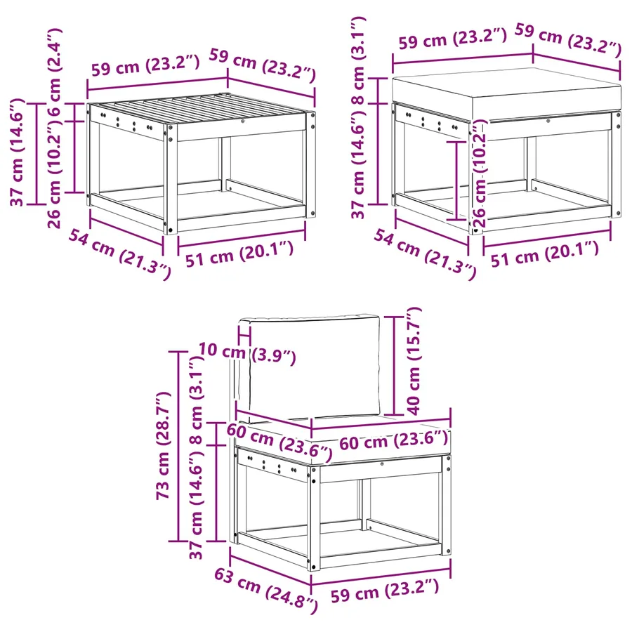 Ensemble de canapés d'extérieur 6 pcs Naturel et Anthracite - 8
