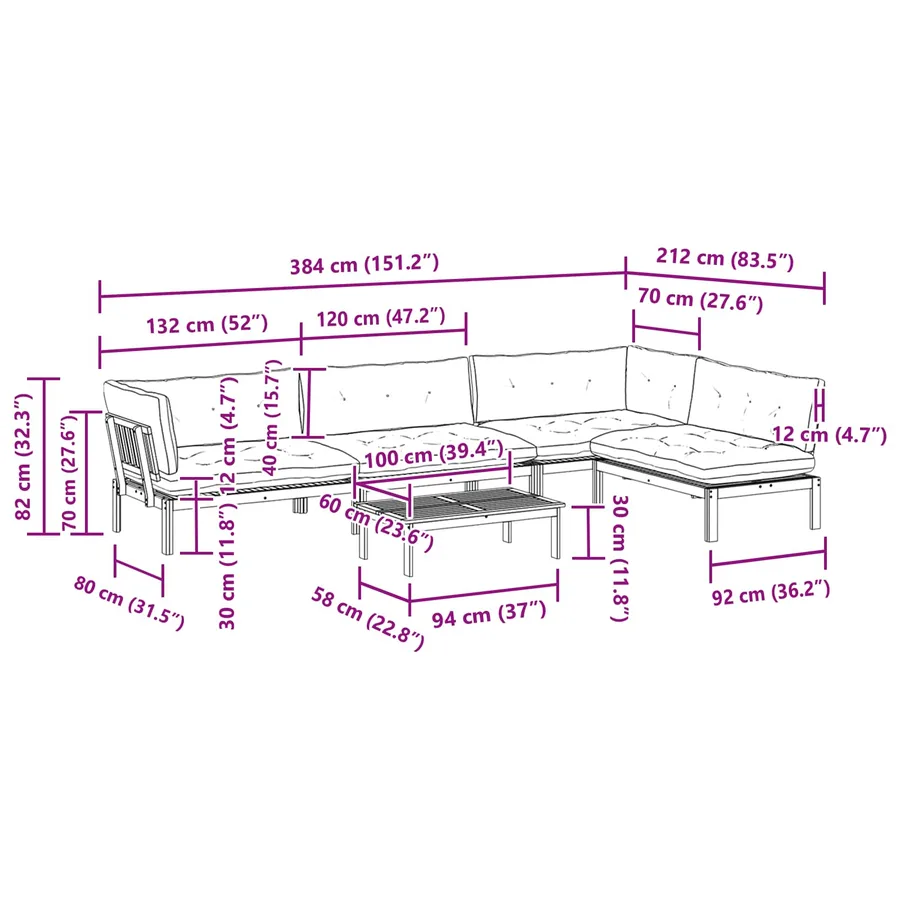 5 Pièce Unité du canapé en palette de jardin - 14