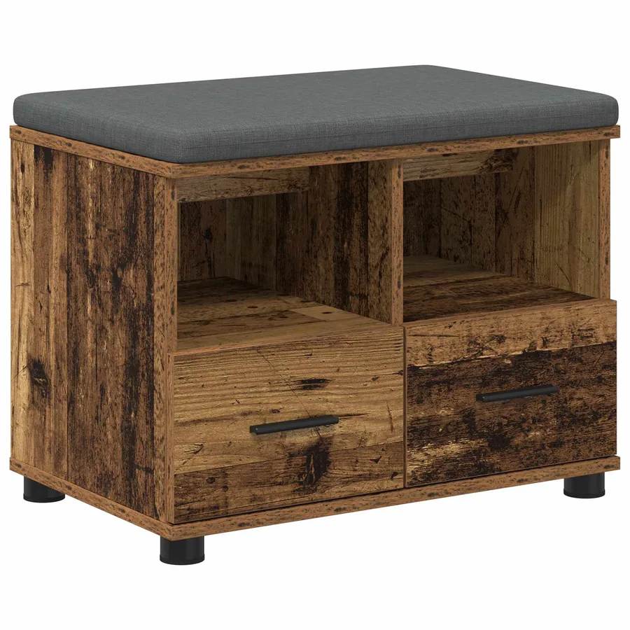 Banc d'entrée avec coussin Bois ancien 60 x 38 x 46 cm - 2