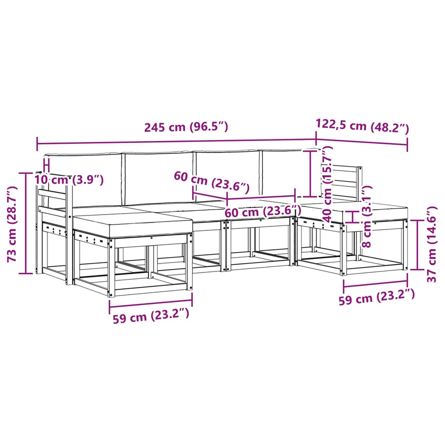 Ensemble de canapés d'extérieur 6 pcs Naturel et Crème - 8