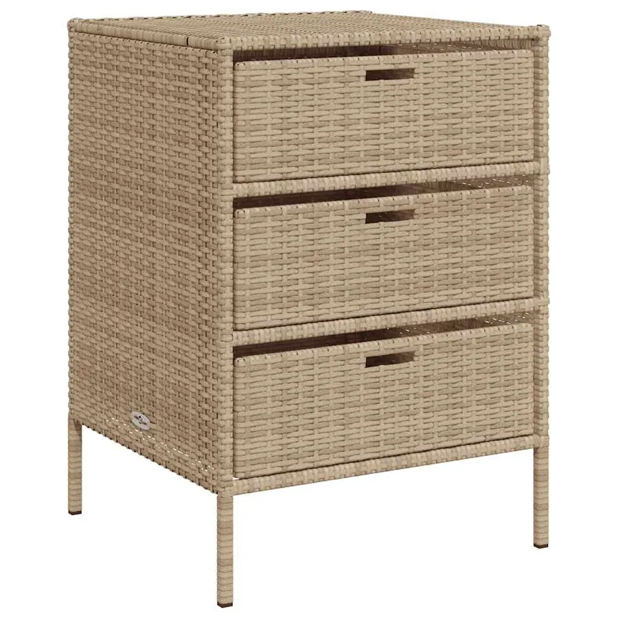 Armoire de rangement de jardin beige 55x59x80 cm résine tressée - 2