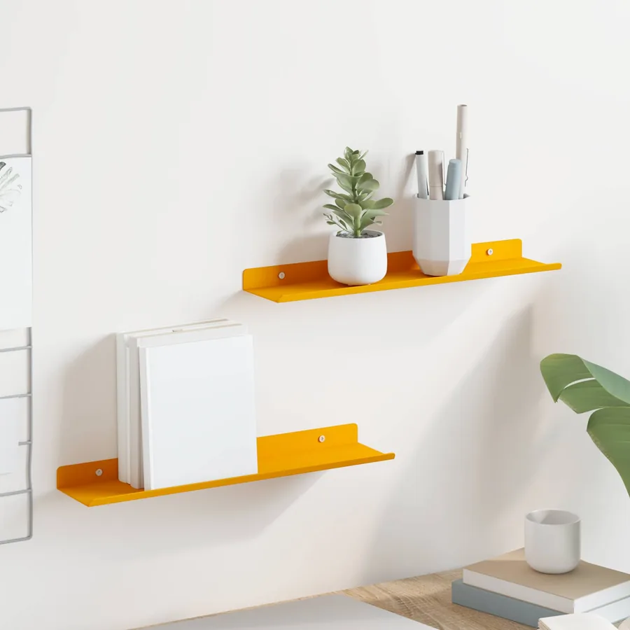 Étagère flottante 2 pcs Jaune moutarde 40 x 8,5 x 2,5 cm Acier