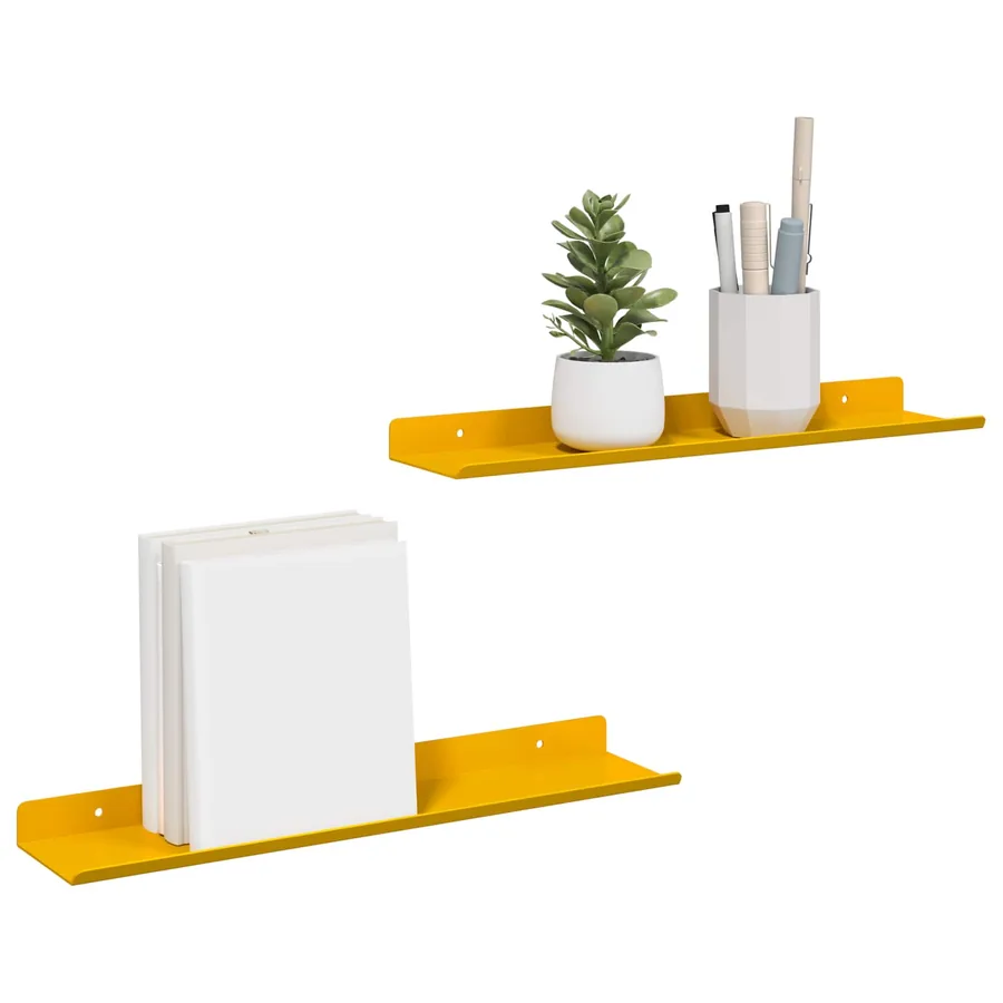 Étagère flottante 2 pcs Jaune moutarde 40 x 8,5 x 2,5 cm Acier - 3