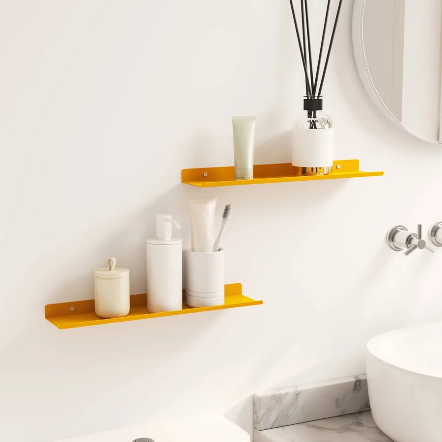 Étagère flottante 2 pcs Jaune moutarde 40 x 8,5 x 2,5 cm Acier - 4