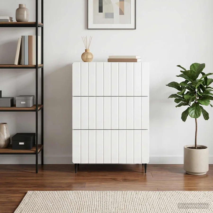 Armoire à tiroirs Blanc brillant 66 x 34,5 x 92 cm