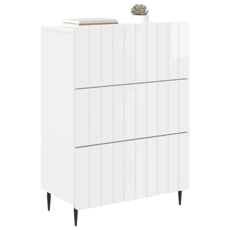 Armoire à tiroirs Blanc brillant 66 x 34,5 x 92 cm - 3