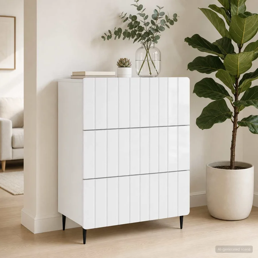 Armoire à tiroirs Blanc brillant 66 x 34,5 x 92 cm - 4