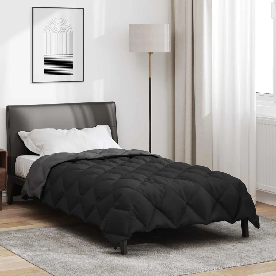 Duvet d'hiver Noir et anthracite 155 x 220 cm Microfibre - 4